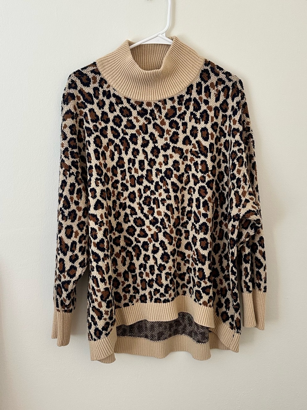 crown & ivy Leopard Print Turtleneck Sweater